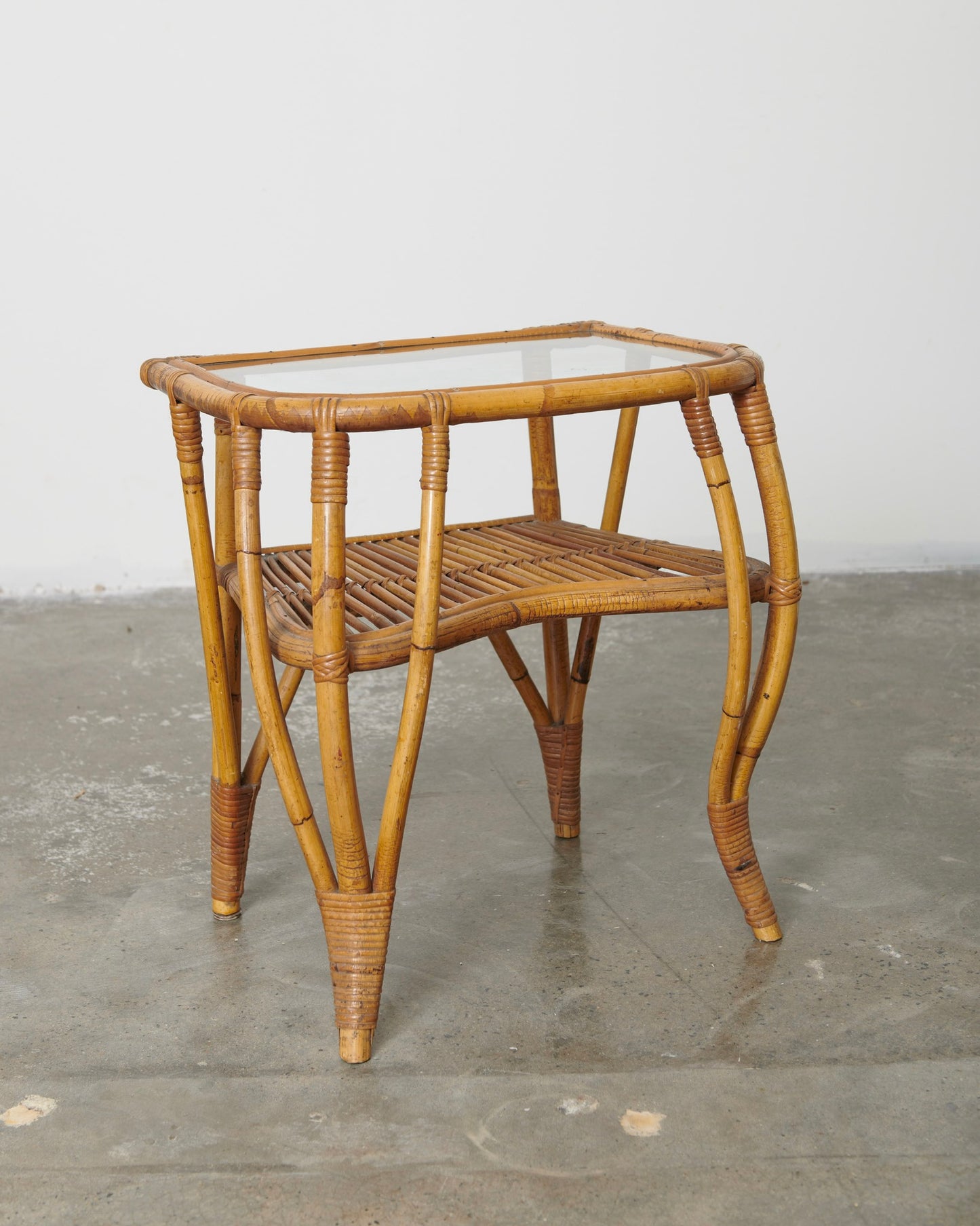 RATTAN SIDE TABLE & CHAIR SET