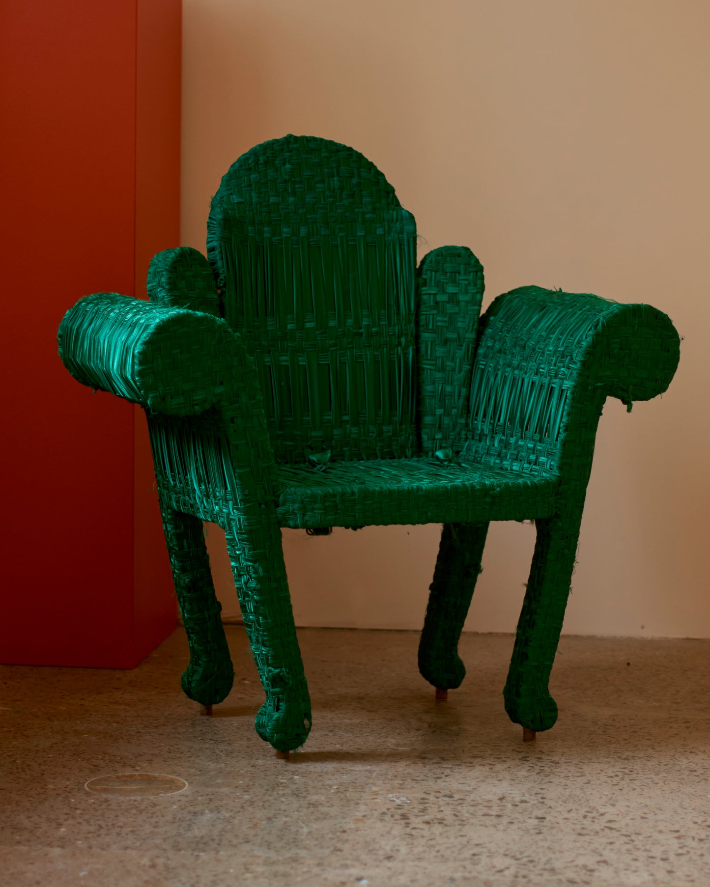 HAND KNOTTED GREEN RIBBON BAROQUE ARMCHAIR