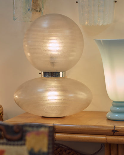BELT TABLE LAMP w. STRIPED GLASS