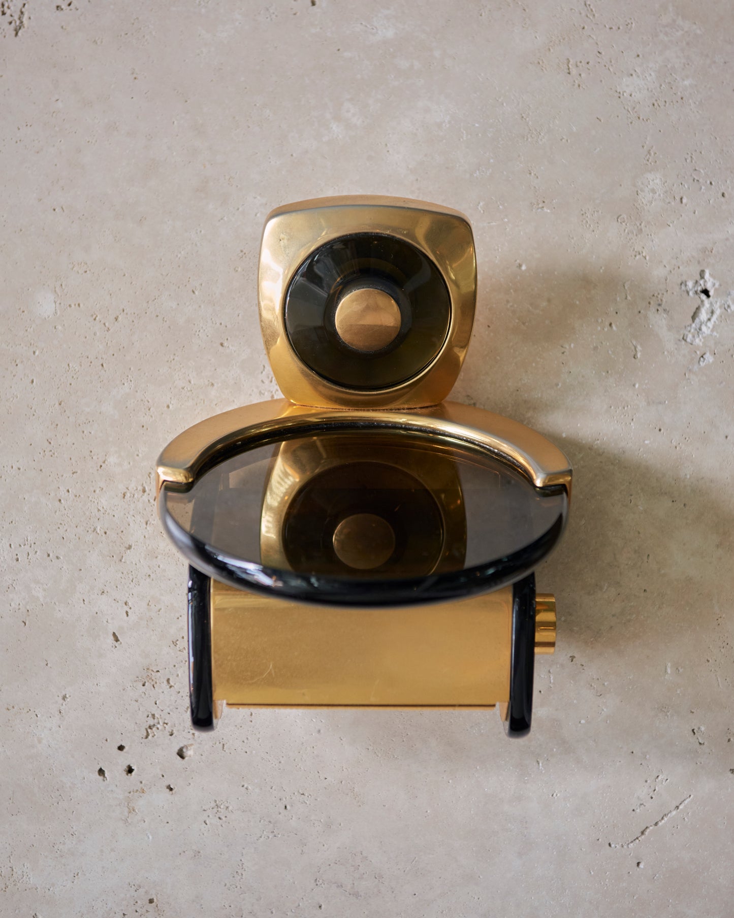 GOLD & SMOKED GLASS FIVE PIECE BATHROOM SET