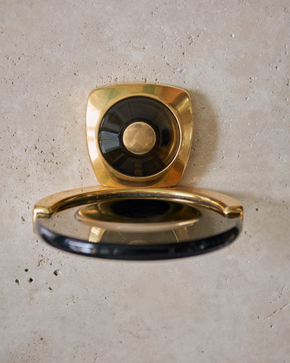 GOLD & SMOKED GLASS FIVE PIECE BATHROOM SET