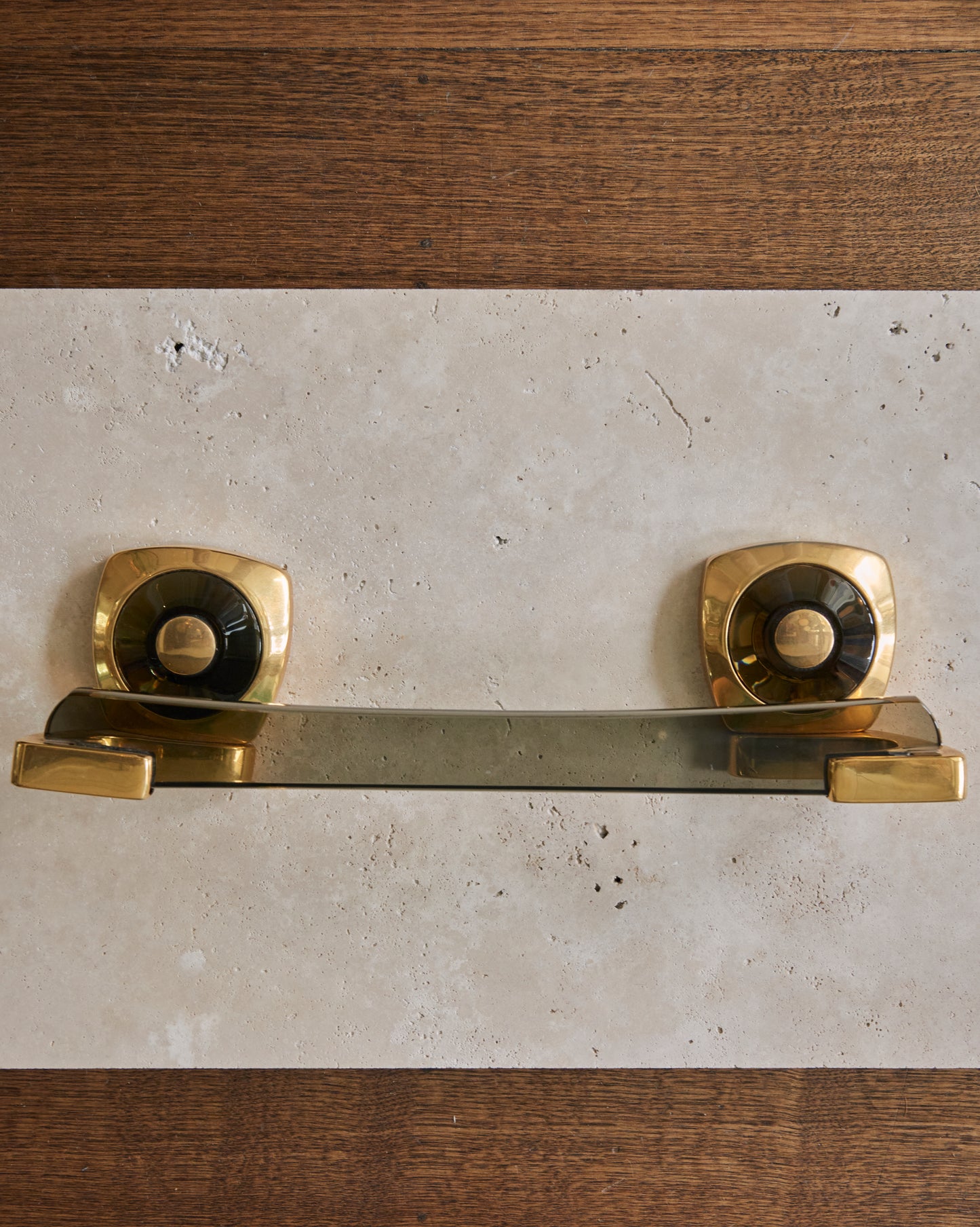 GOLD & SMOKED GLASS FIVE PIECE BATHROOM SET
