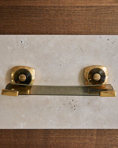 GOLD & SMOKED GLASS FIVE PIECE BATHROOM SET