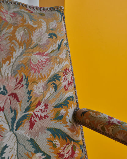 LOUIS XVI ARMCHAIR w. ORIGINAL FLORAL UPHOLSTERY