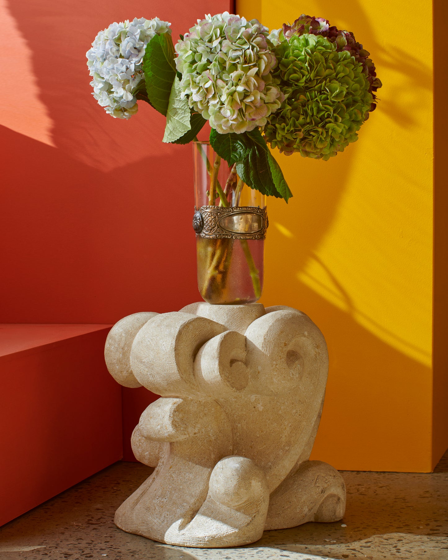 STONE & GLASS SCULPTURAL VASE