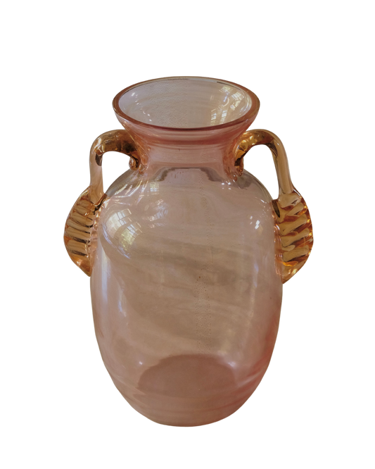 SCALLOP PINK VASE w. AMBER WASH
