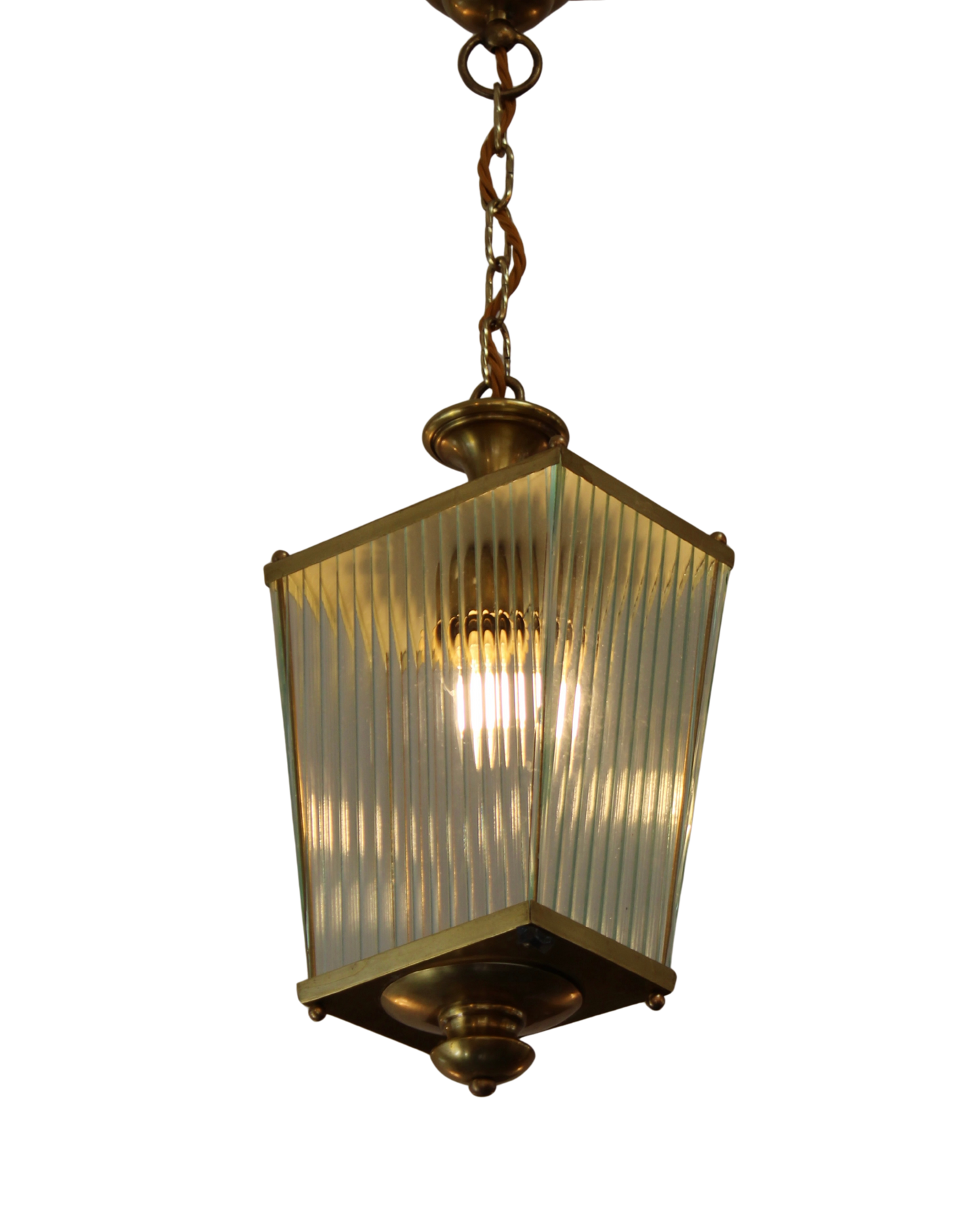 PAIR OF TAPERED BRASS LINED LANTERNS