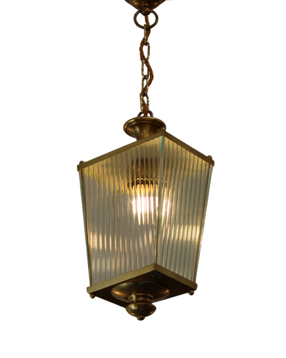PAIR OF TAPERED BRASS LINED LANTERNS