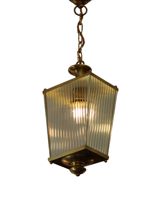 PAIR OF TAPERED BRASS LINED LANTERNS