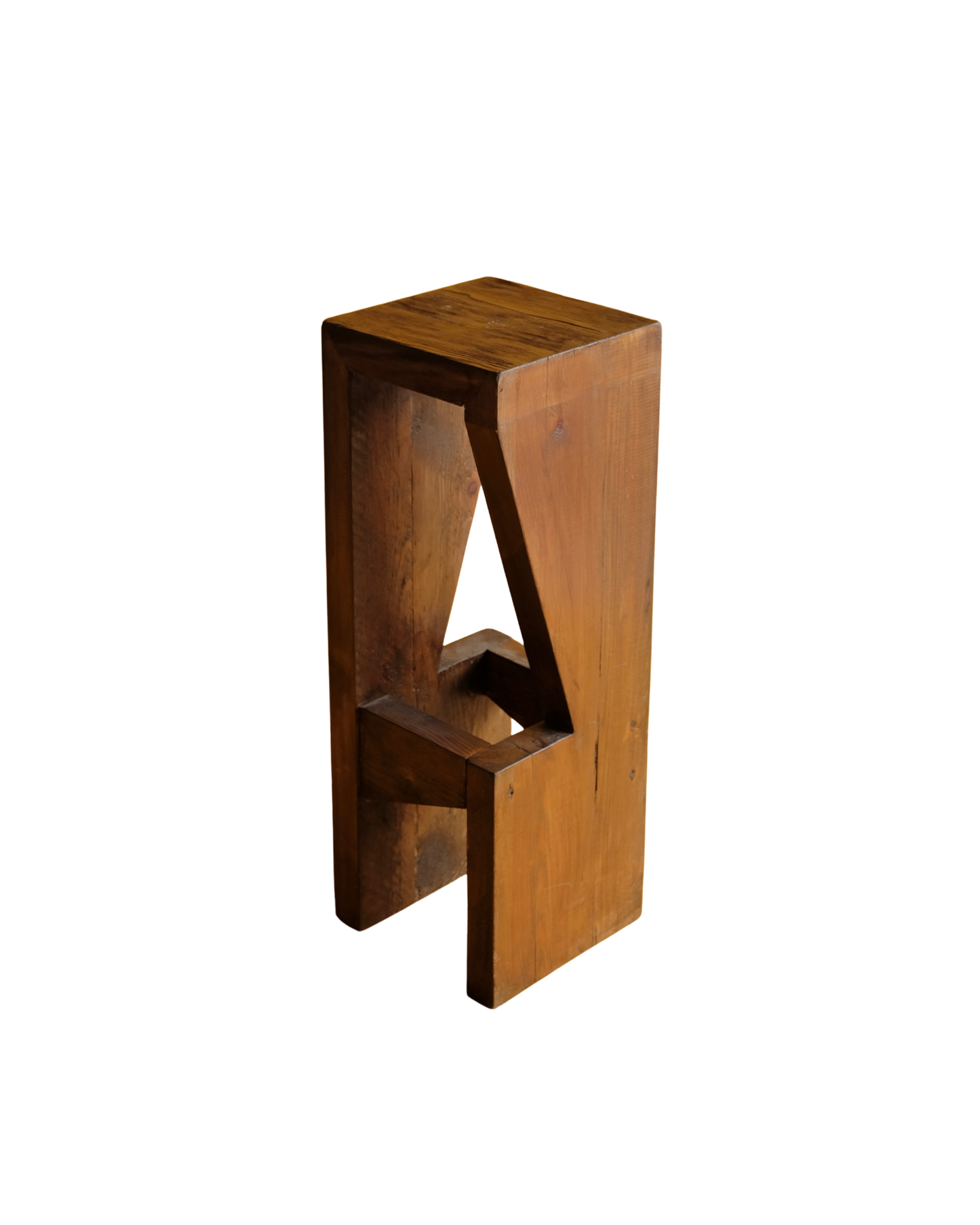 TRIO OF ABSTRACT PINE BAR STOOLS