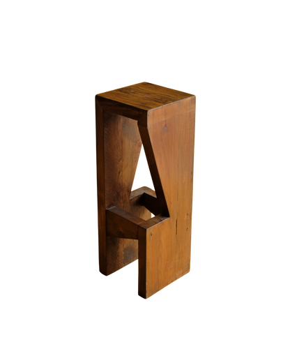 TRIO OF ABSTRACT PINE BAR STOOLS