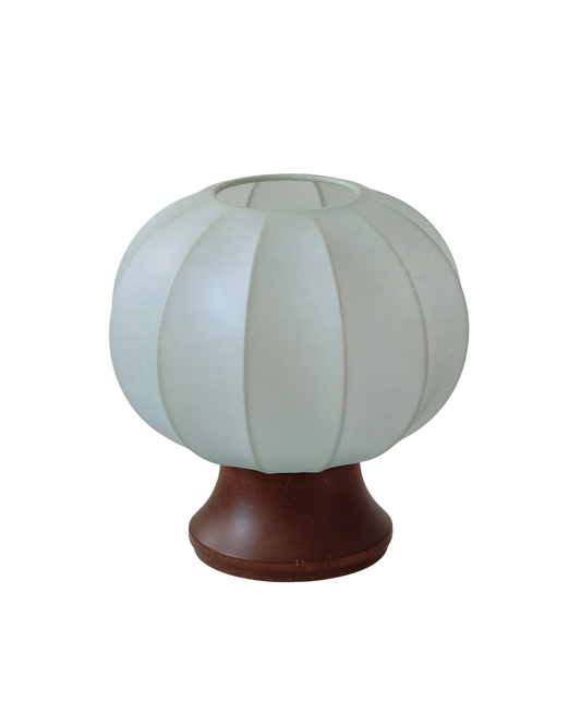 PAIR OF BLUE CACOON MARLING LAMPS w. WOODEN BASE