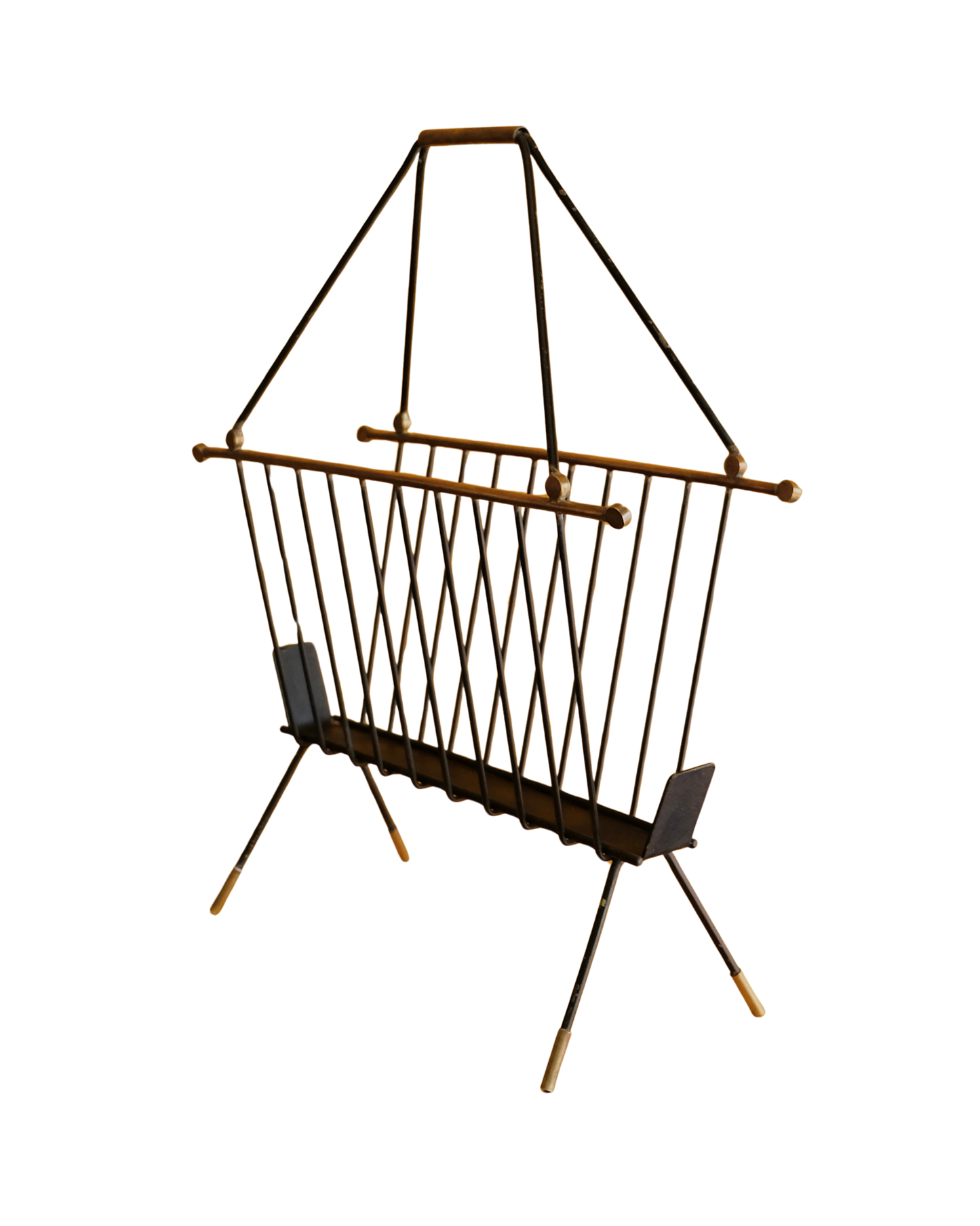 MODERNIST BRASS MAGAZINE RACK