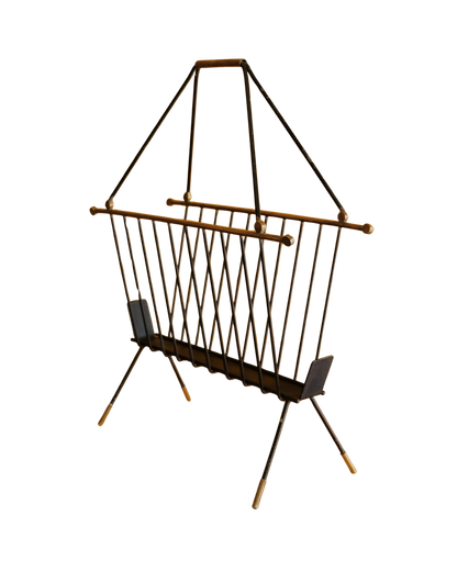 MODERNIST BRASS MAGAZINE RACK