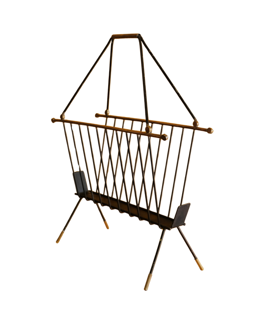 MODERNIST BRASS MAGAZINE RACK