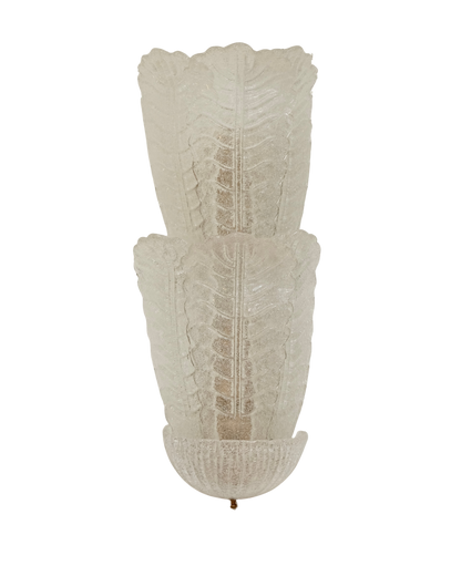 TRIO OF MURANO GLASS LEAF WALL SCONCES