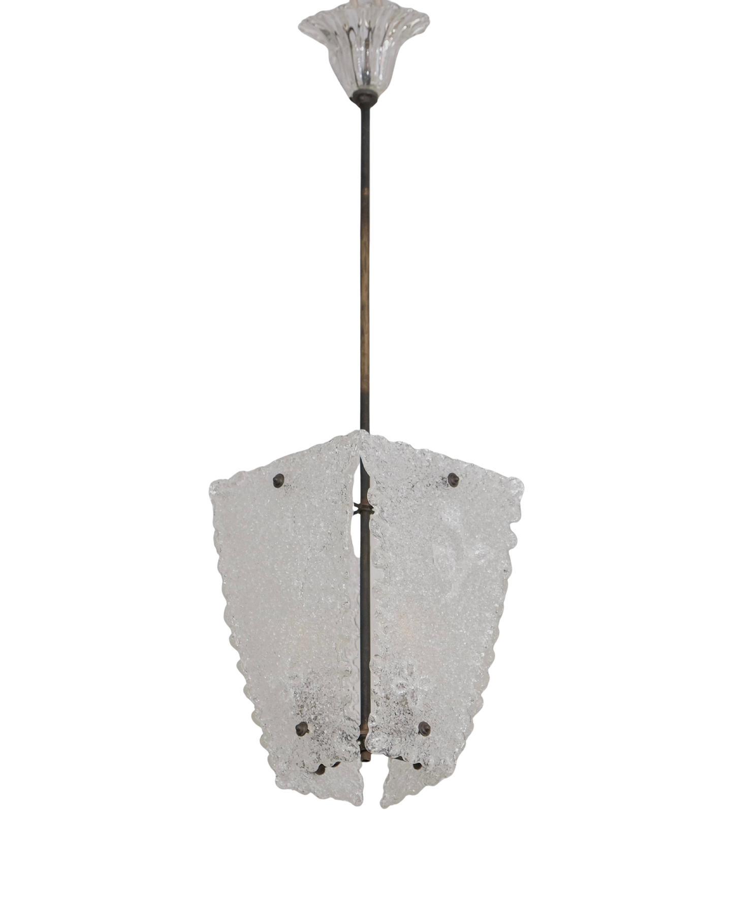 TEXTURED FLORAL MURANO GLASS FOUR PANEL PENDANT