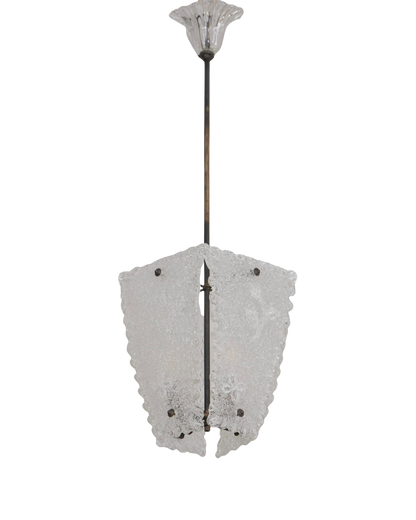 TEXTURED FLORAL MURANO GLASS FOUR PANEL PENDANT