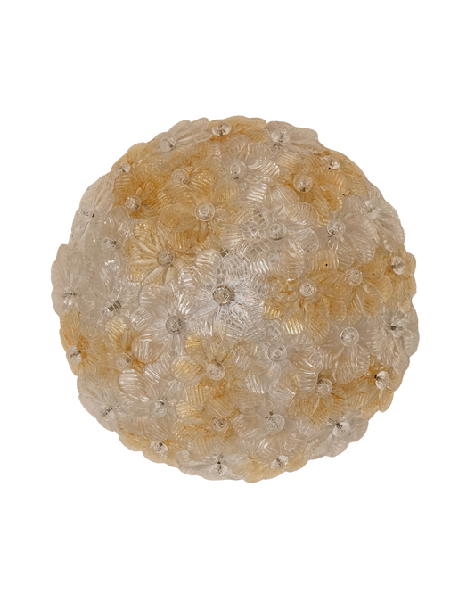 AMBER & GOLD SEGUSO FLORAL OYSTER LIGHTS