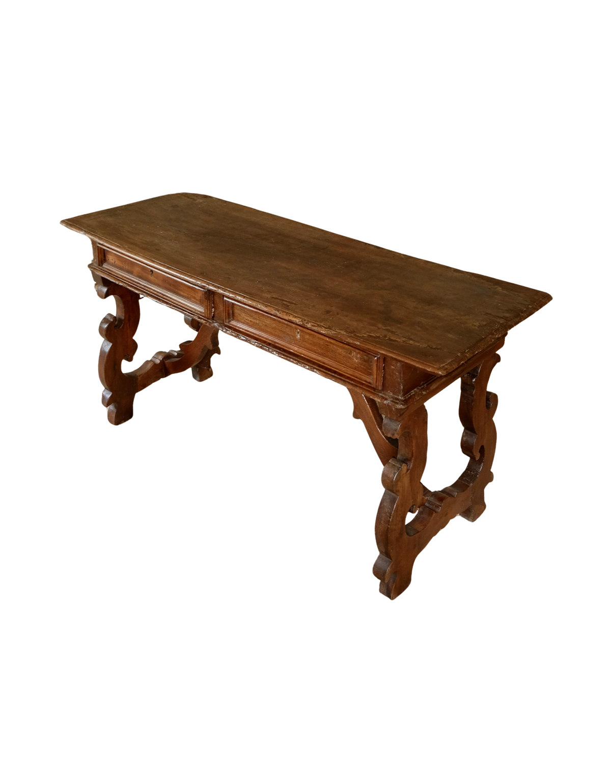18TH CENTURY SPANISH DESK w. TWIN DRAWER STORAGE