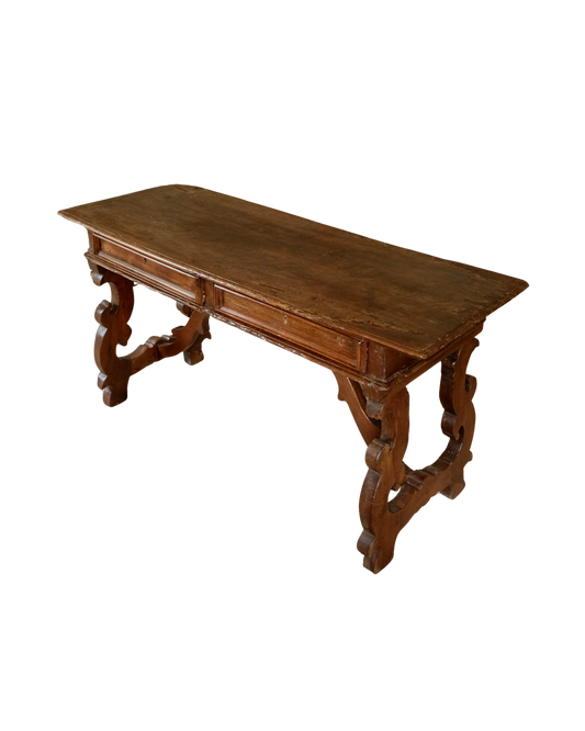 18TH CENTURY SPANISH DESK w. TWIN DRAWER STORAGE