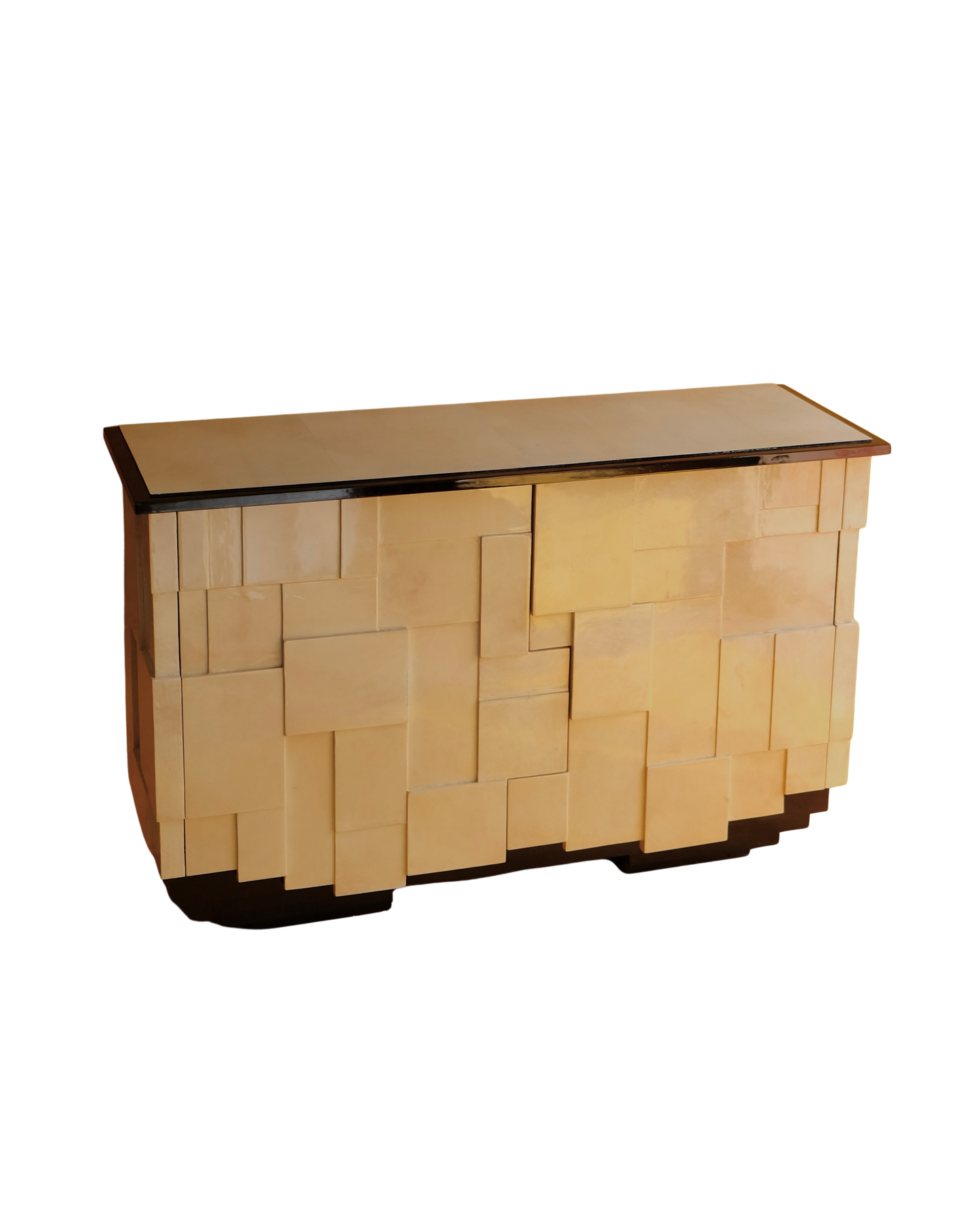 GEOMETRIC PARCHMENT TWO DOOR CONSOLE