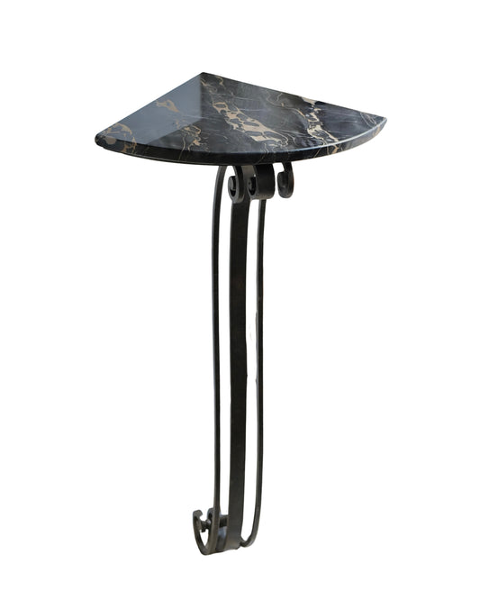 ART DECO CORNER CONSOLE w. MARBLE TOP
