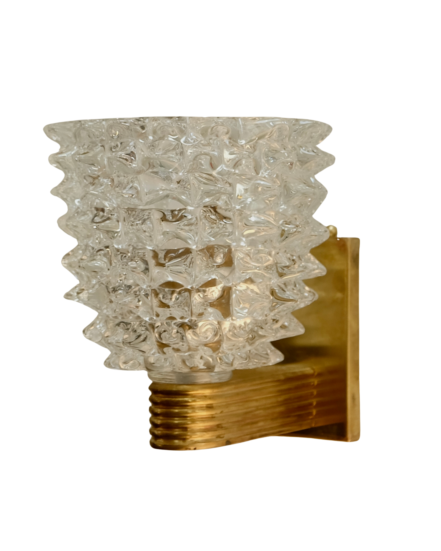 MURANO GLASS ROSTRATO BRASS MOUNT SCONCES
