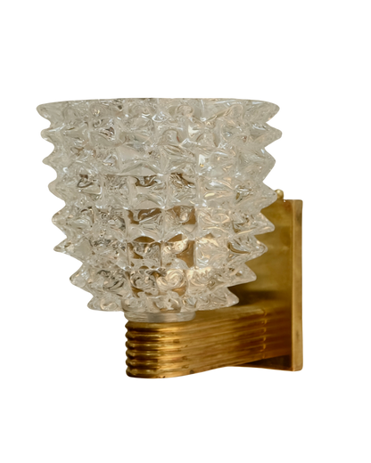 MURANO GLASS ROSTRATO BRASS MOUNT SCONCES