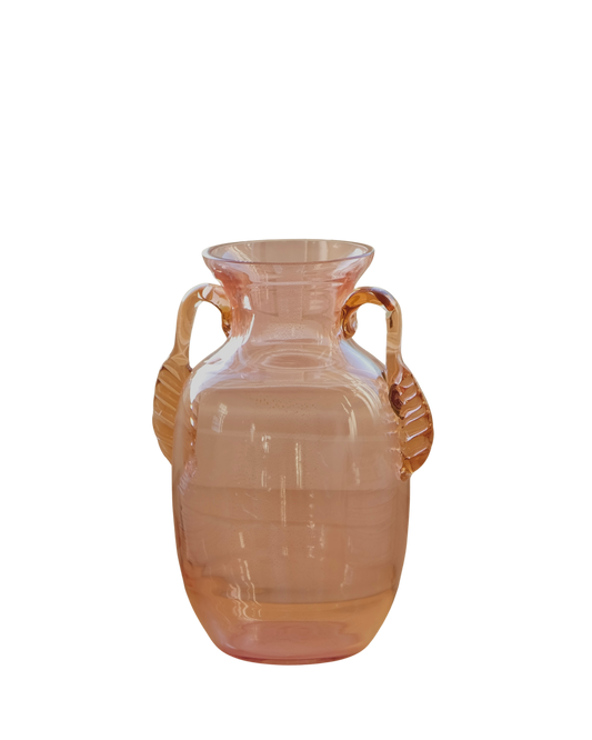 SCALLOP PINK VASE w. AMBER WASH