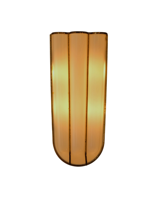 BRASS TRIPARTITE SCONCES w. OPAL METHACRYLATE SHADE
