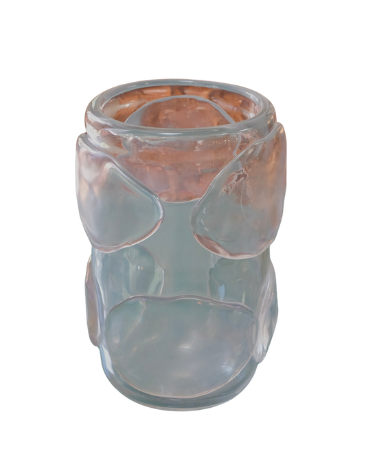CLEAR MURANO GLASS VASE w. IRIDESCENT APPLIED SPOTS