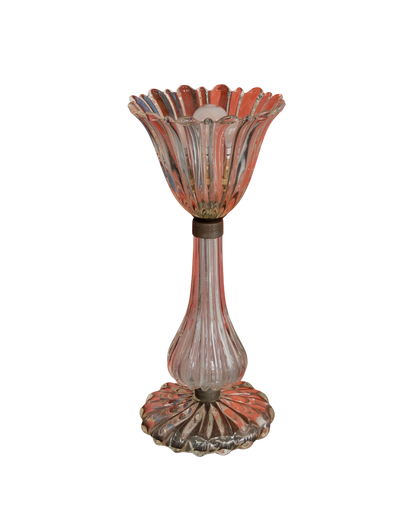 FLUTED BAROVIER & TOSO GLASS TULIP TABLE LAMP