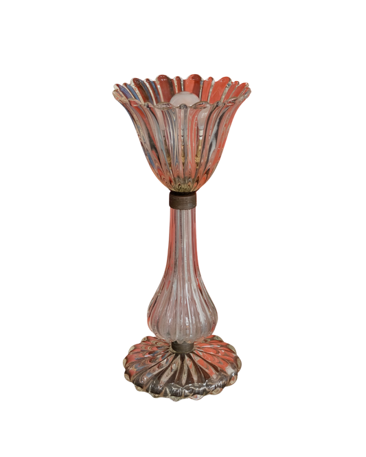 FLUTED BAROVIER & TOSO GLASS TULIP TABLE LAMP