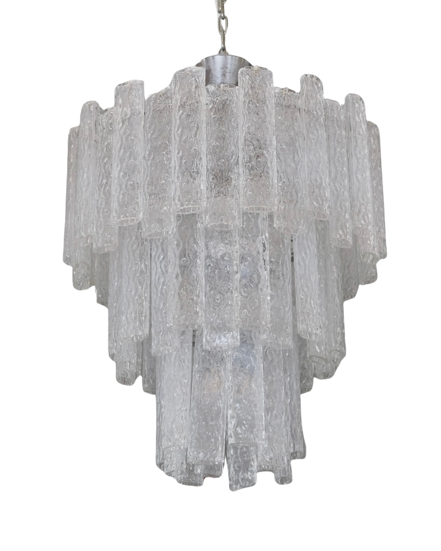 THREE TIERED OFFSET TEXTURED WATERFALL CHANDELIER