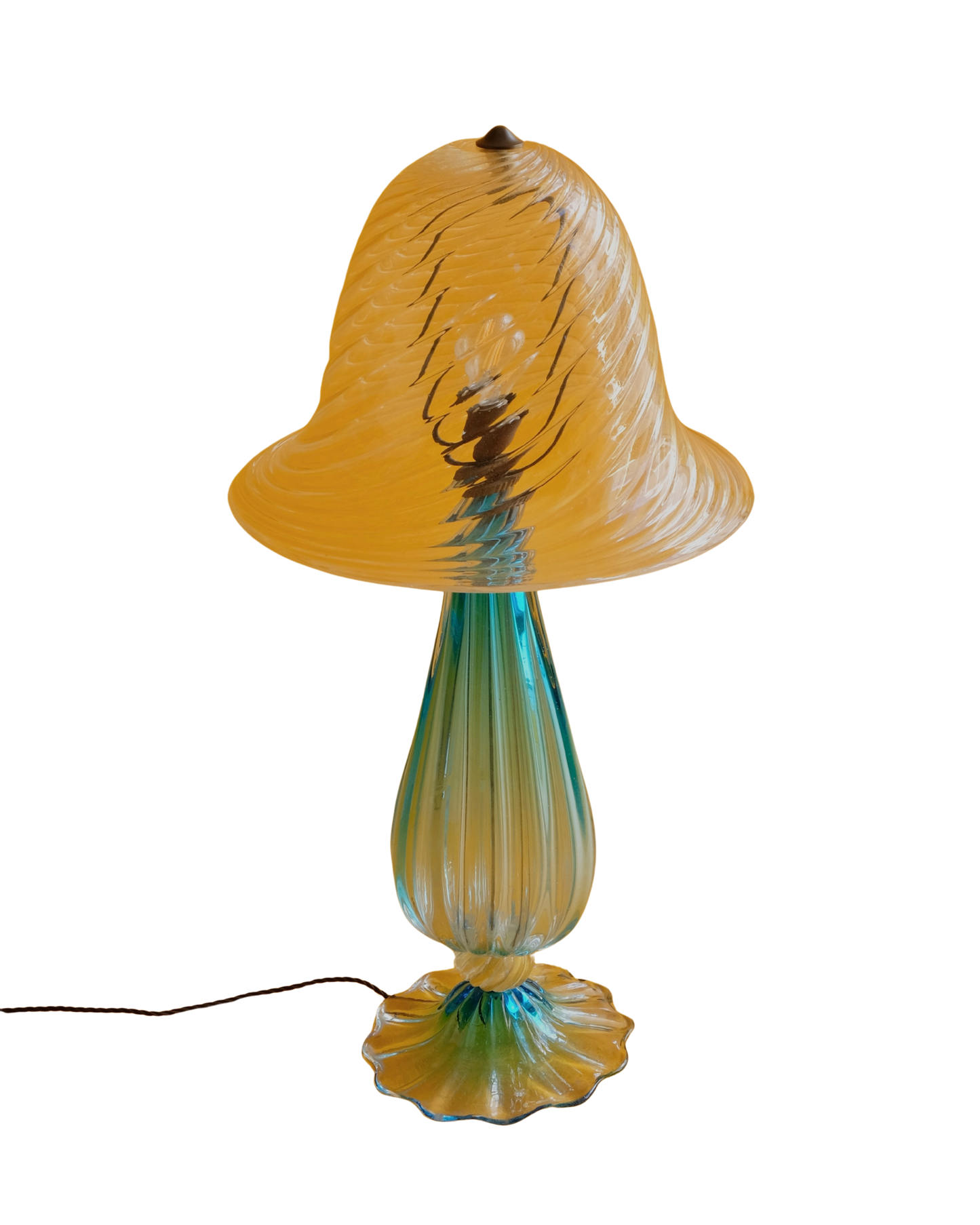 LARGE BLUE & GOLD LINED MURANO GLASS LAMP