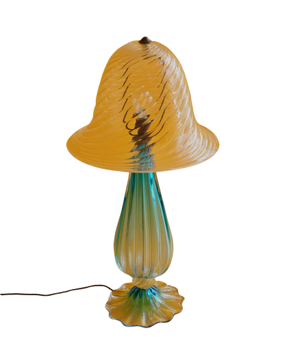 LARGE BLUE & GOLD LINED MURANO GLASS LAMP