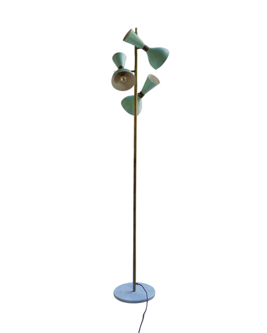 MINT GREEN DIRECTIONAL FLOOR LAMP w. MARBE BASE