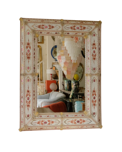 HAND PAINTED WHITE EGLOMISSE VENETIAN MIRROR