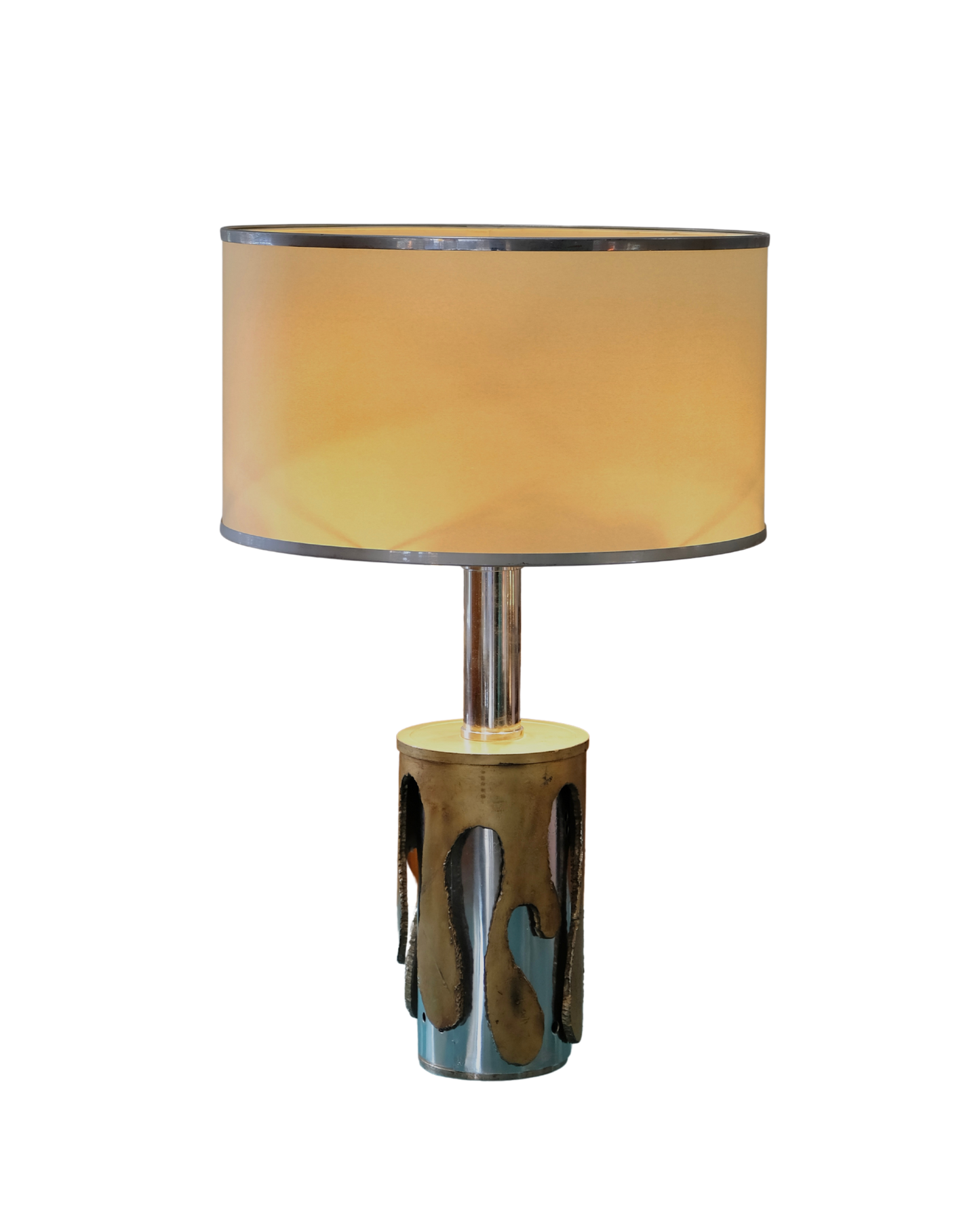 BRUTALIST TABLE LAMP w. CAST BRASS DETAIL
