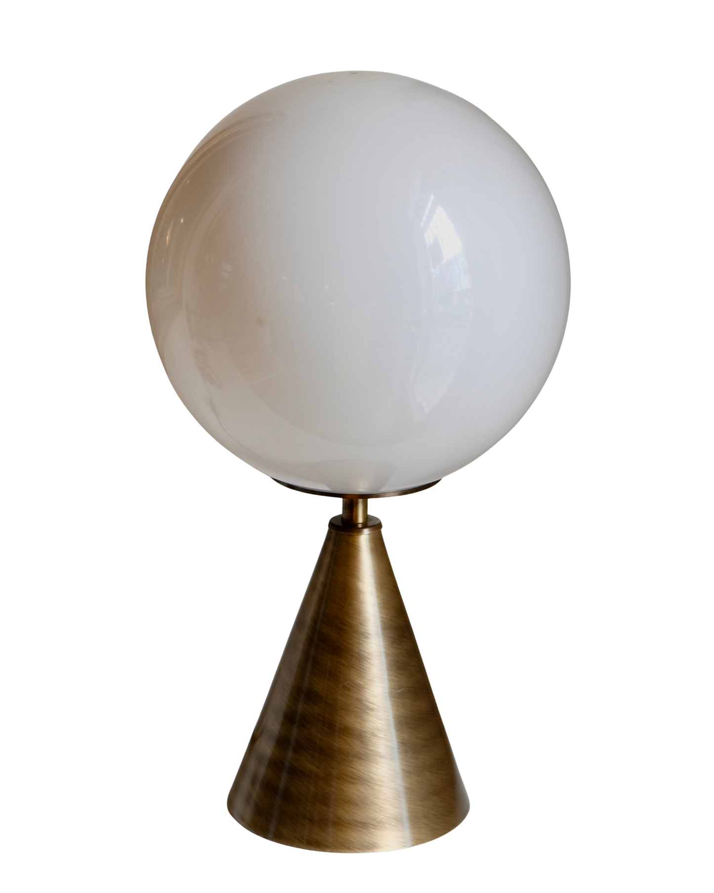 SET OF EIGHT PLEXIGLASS & BRASS BILIA STYLE TABLE LAMPS