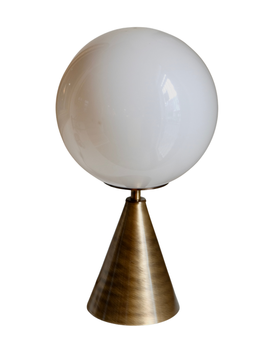 SET OF EIGHT PLEXIGLASS & BRASS BILIA STYLE TABLE LAMPS