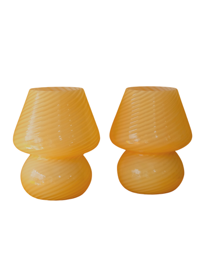 PETITE YELLOW SWIRL MURANO GLASS TABLE LAMPS