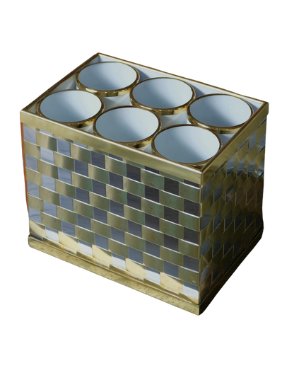BRASS CHECKERED WINE STAND