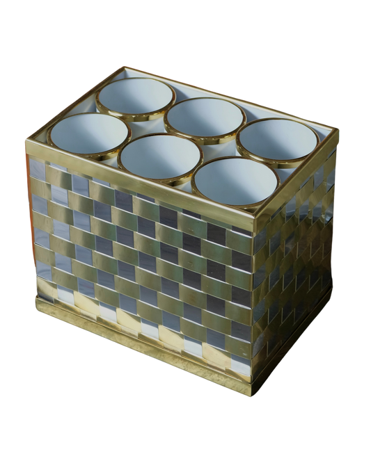 BRASS CHECKERED WINE STAND