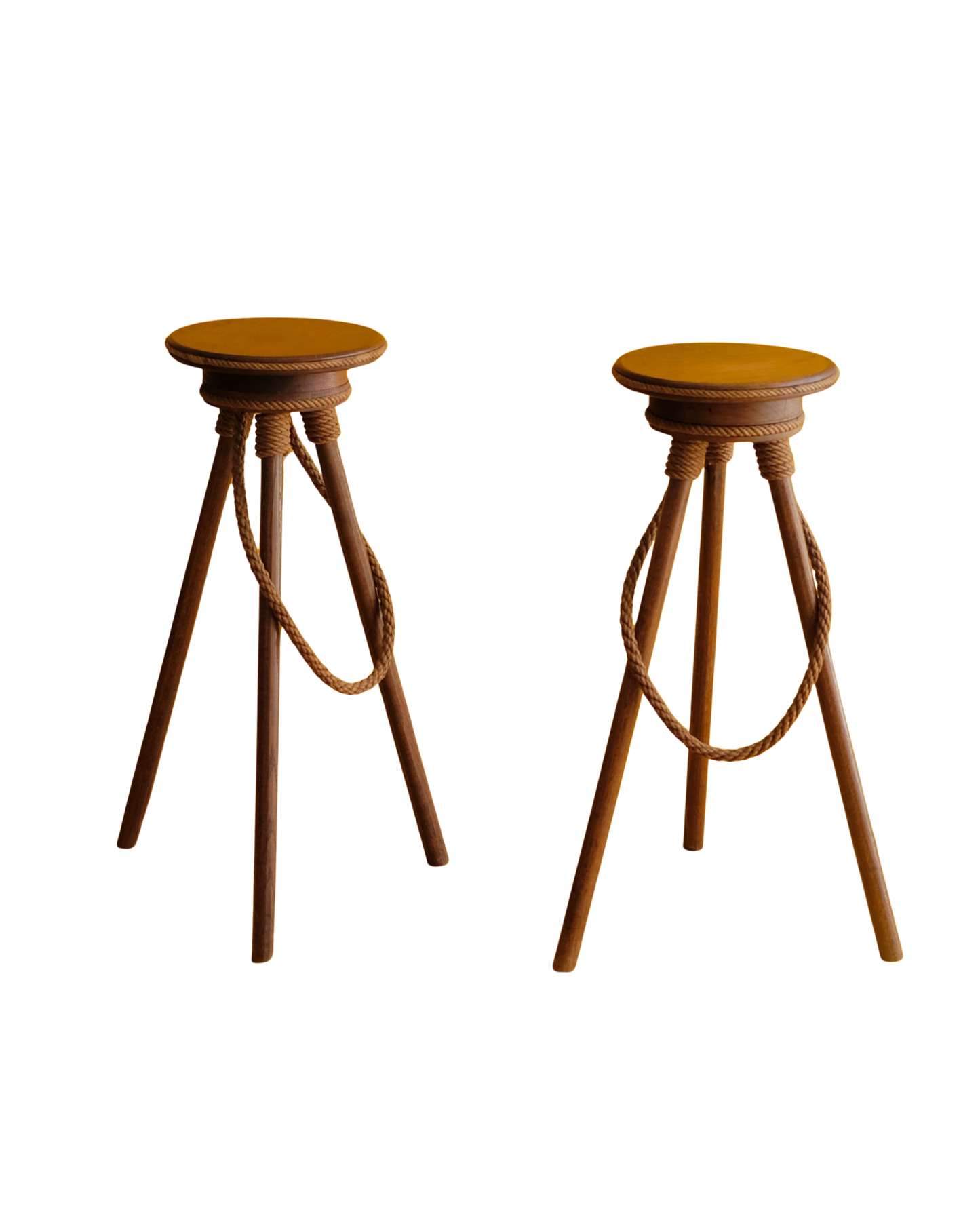 PAIR OF FRENCH ROPE BAR STOOLS