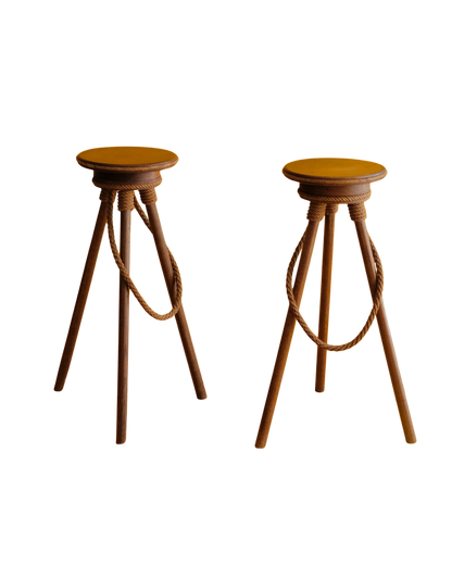 PAIR OF FRENCH ROPE BAR STOOLS