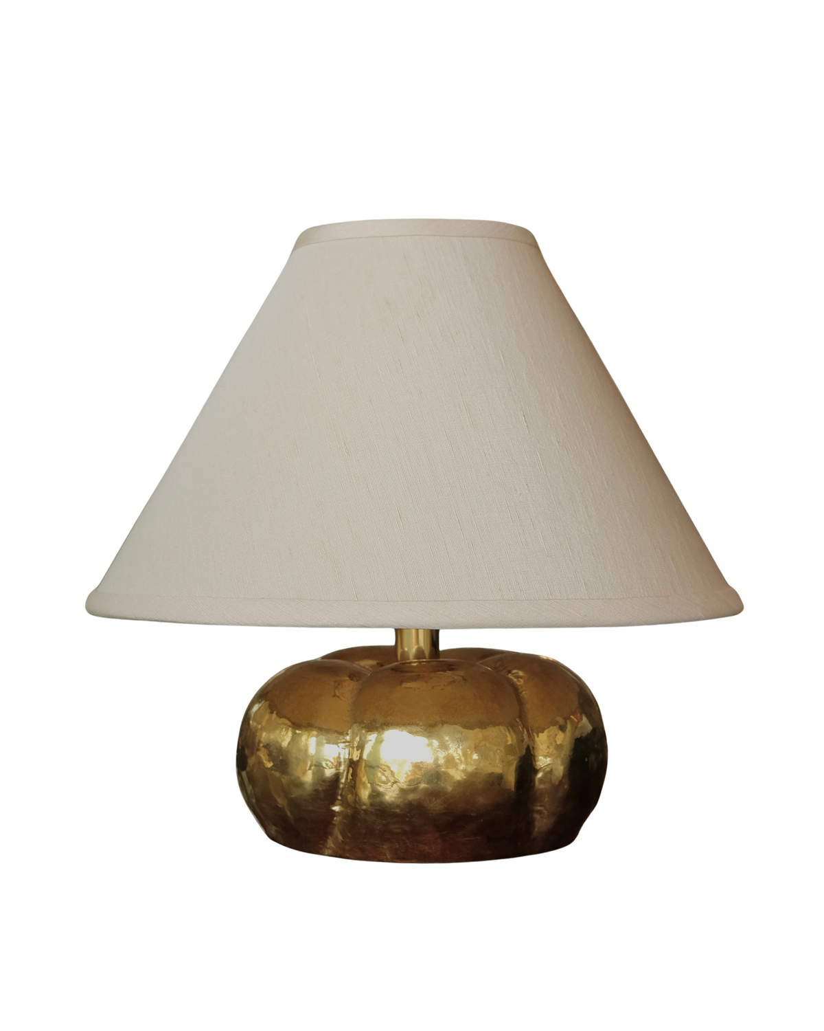 PAIR OF PETITE BRASS LAMPS w. TAPERED SHADE