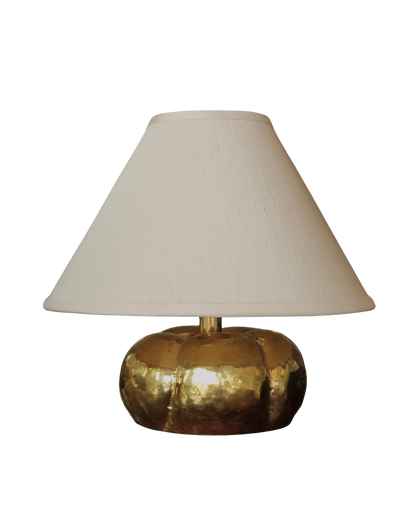 PAIR OF PETITE BRASS LAMPS w. TAPERED SHADE