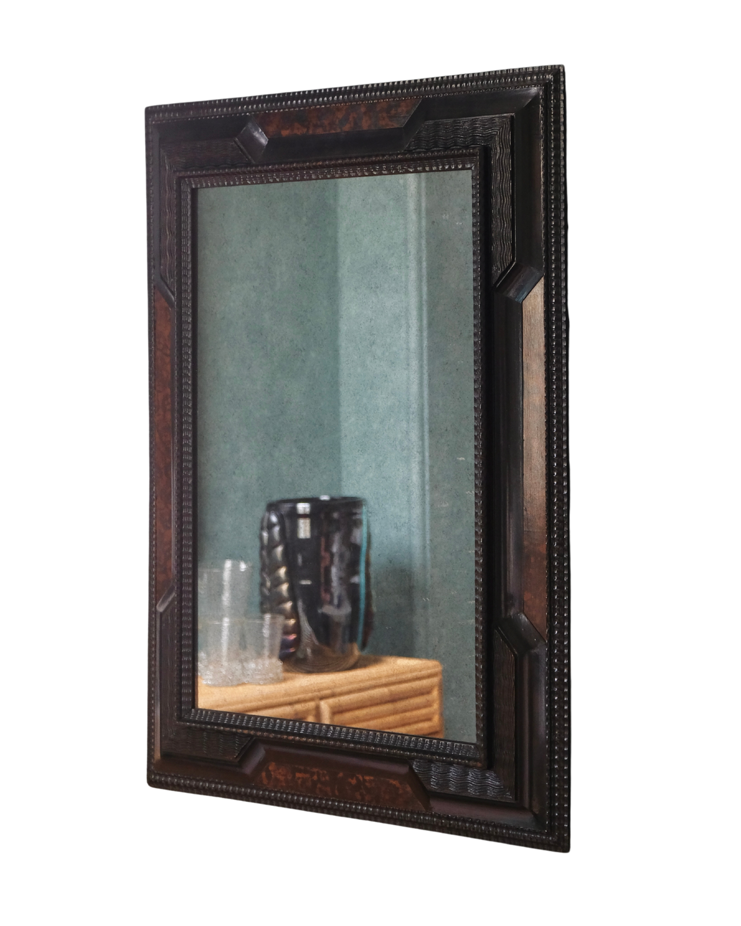 MEDIUM DUTCH BAROQUE MIRROR w. EBONIZED FRAME